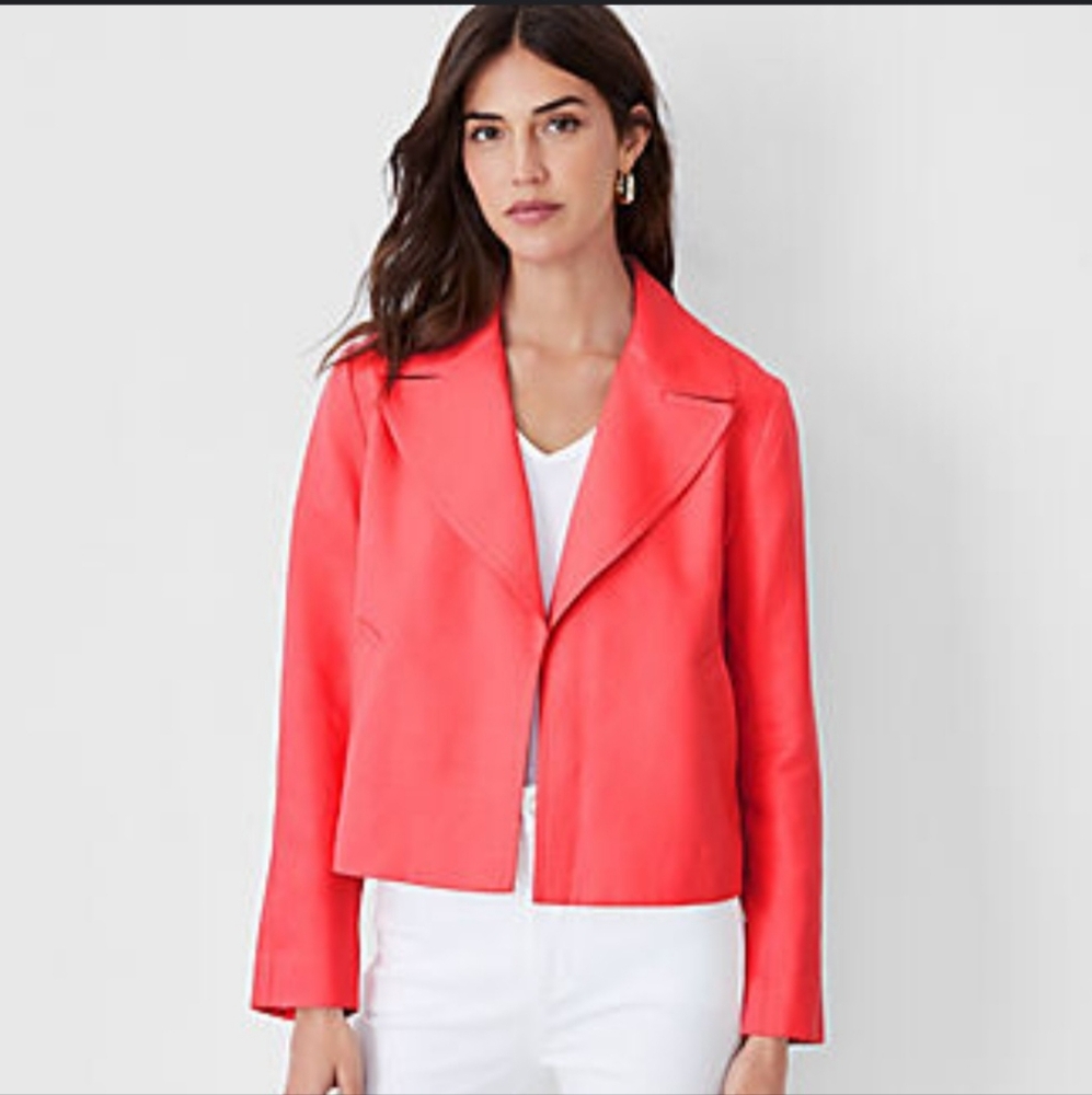 ANN TAYLOR TWILL SWING JACKET SIZE LARGE NWT